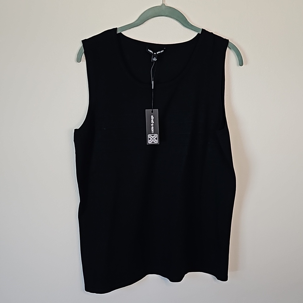 Cable & Gauge Black Scoop Neck Tank Sweater XLarge NWT
